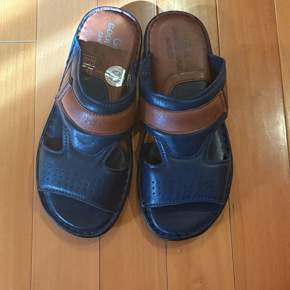 Men's Navy and Brown Sandals